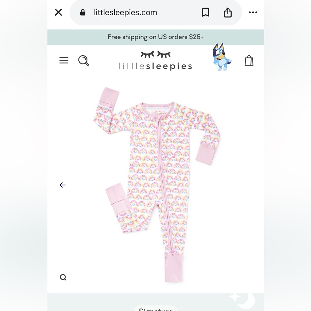 Little Sleepies Pajamas. Rainbow Print. Size newborn.